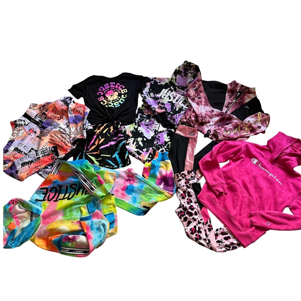 Girls Champion Justice Activewear Lot 11 pc Hoodie Legging Tie Dye M/L 10-14
